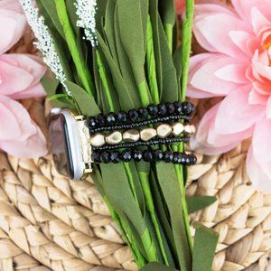 BLACK CLAREMONT BEADED BAND FOR APPLE WATCH